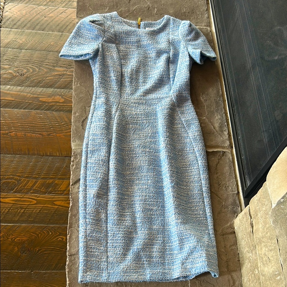Elegant Blue Tweed Calvin Klein Dress